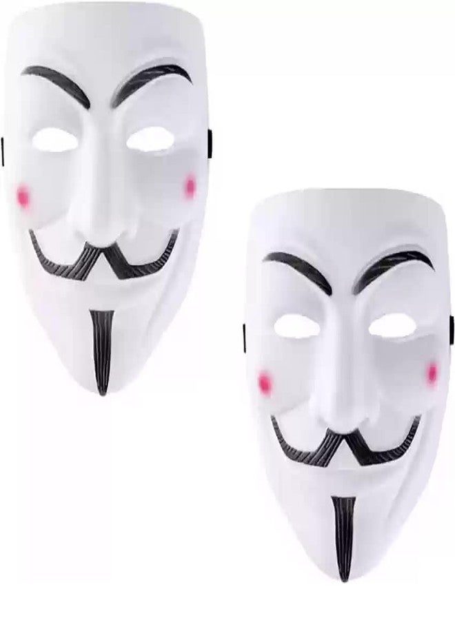 ASBK Multi Color Plastic Cyberpunk Hacker Halloween Christmas and Event Theme party/Cosplay Mask (Pack of 2 White) - Image 1